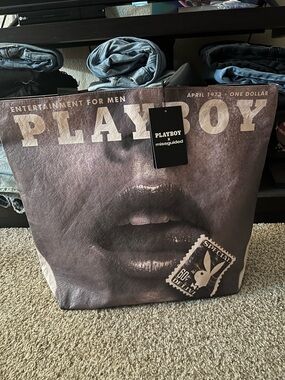PLAYBOY Graphic Tote Bag with Lip Print